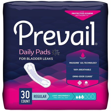 PREVAIL Prevail Daily Incontinent Pad 9-1/4" L Regular Length Light, PK 30 PV-930/2